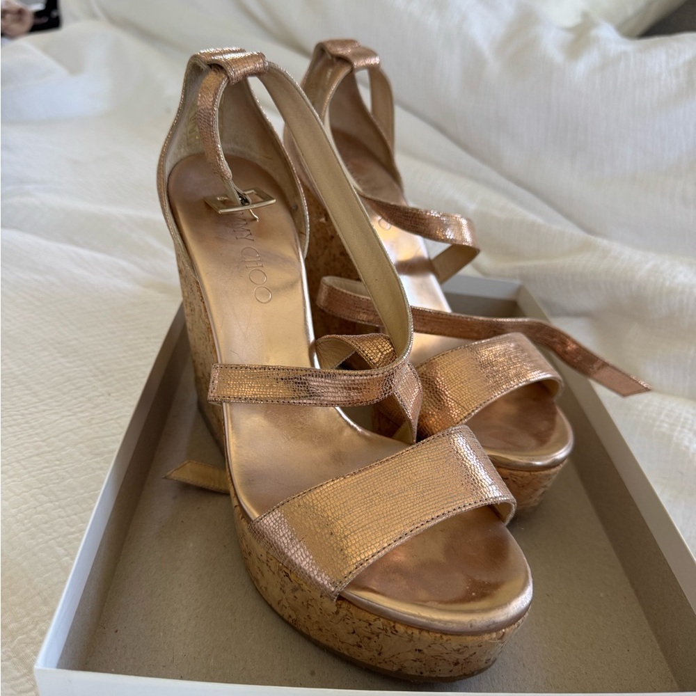 Jimmy Choo Metallic Wedge Sandals